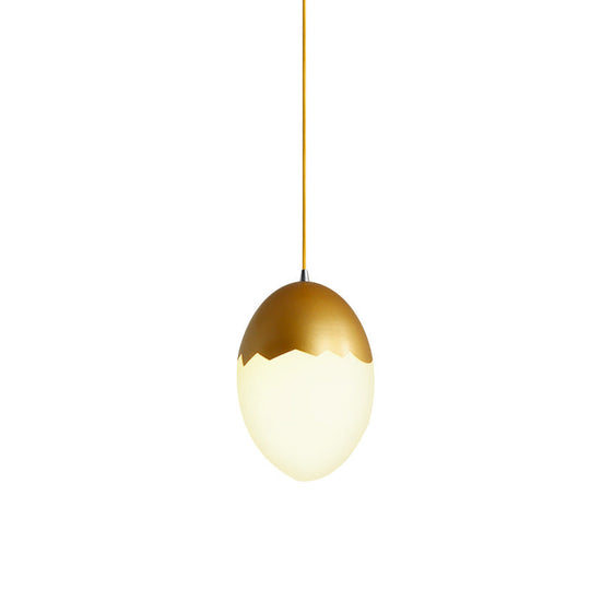 Sleek Eggshell Acrylic Metal Suspension Light For Modern Dining Rooms