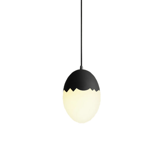 Sleek Eggshell Acrylic Metal Suspension Light For Modern Dining Rooms