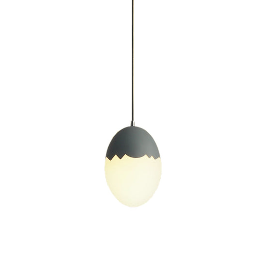 Sleek Eggshell Acrylic Metal Suspension Light For Modern Dining Rooms