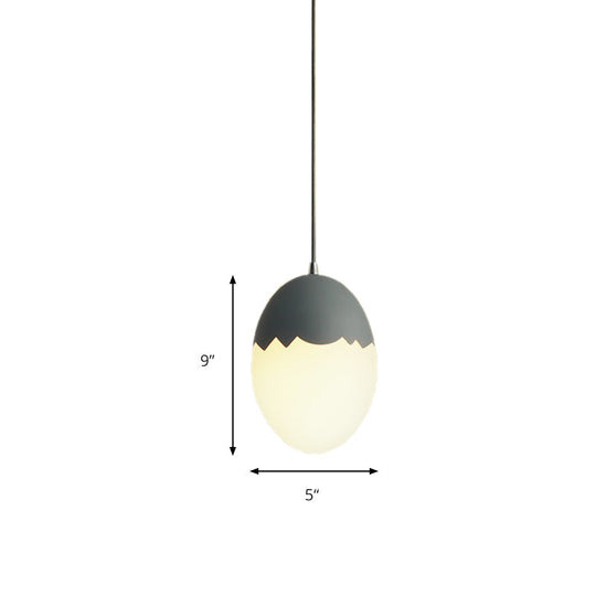 Sleek Eggshell Acrylic Metal Suspension Light For Modern Dining Rooms