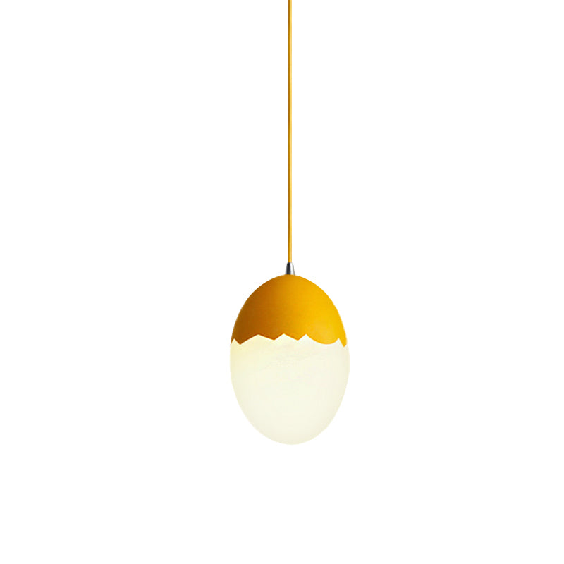 Sleek Eggshell Acrylic Metal Suspension Light For Modern Dining Rooms