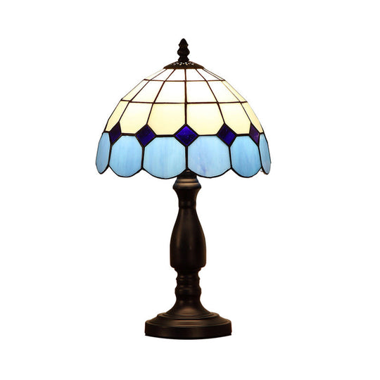 Retro Stained Glass Accent Table Lamp - Elegant 1-Light Décor For Bedside