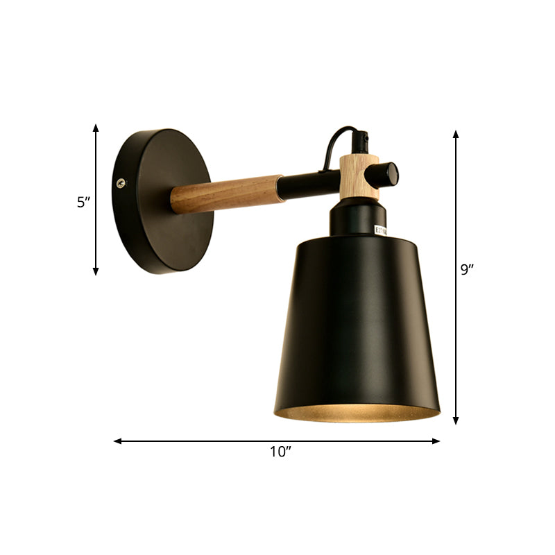 Nordic Style Monochrome Bucket Wall Light For Restaurant - 1 Head Sconce