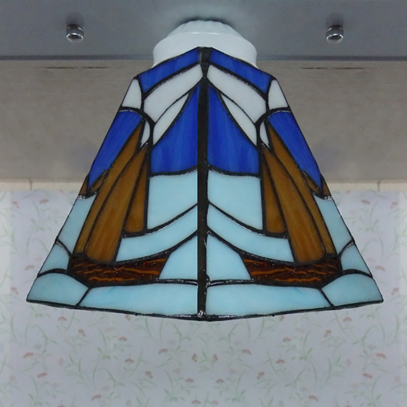 Nautical Stained Glass Vanity Lights - 3-Light Wall Fixture for Boat-Inspired Bathrooms