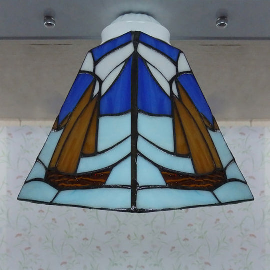 Nautical Stained Glass Vanity Lights - 3-Light Wall Fixture for Boat-Inspired Bathrooms