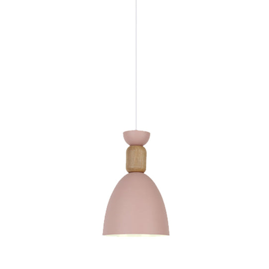 Macaron Dining Room Suspended Light Fixture with Metal and Wood Accents