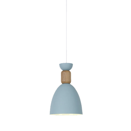 Macaron Dining Room Suspended Light Fixture with Metal and Wood Accents