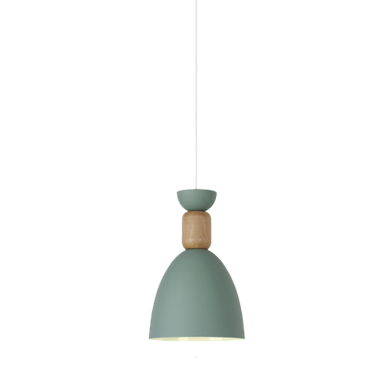 Macaron Dining Room Suspended Light Fixture with Metal and Wood Accents