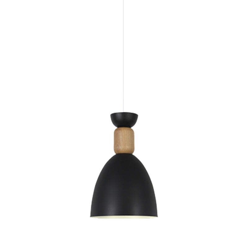 Macaron Dining Room Suspended Light Fixture with Metal and Wood Accents