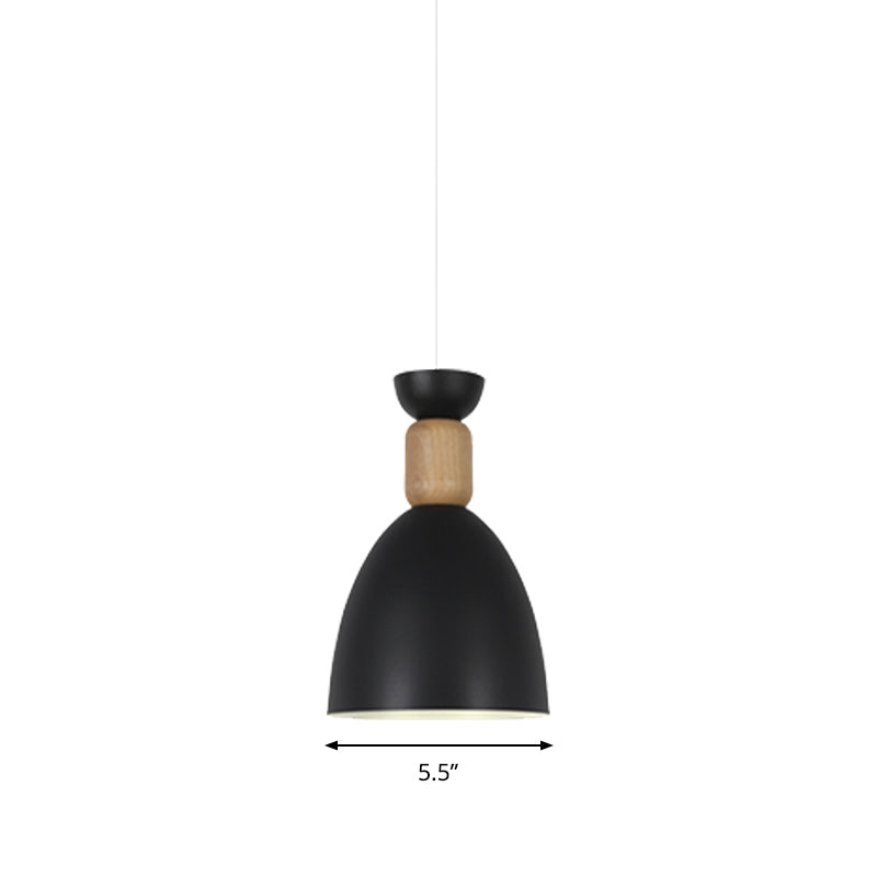 Macaron Dining Room Suspended Light Fixture with Metal and Wood Accents