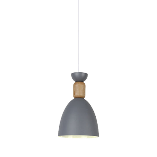 Macaron Dining Room Suspended Light Fixture with Metal and Wood Accents