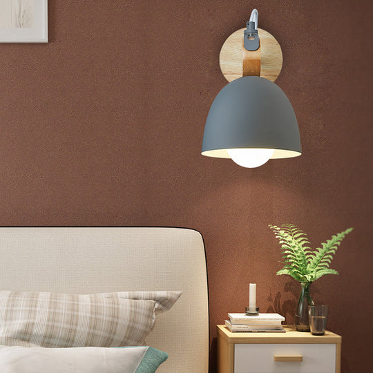 Adjustable Nordic Style Metal Dome Wall Sconce With 1 Light - Perfect For Living Rooms Grey