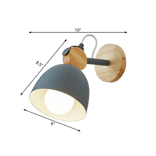 Adjustable Nordic Style Metal Dome Wall Sconce With 1 Light - Perfect For Living Rooms