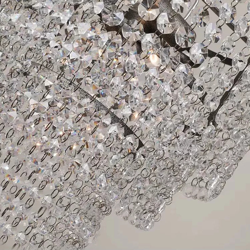 Luxurious Cylinder Pendant Light With Clear Crystal Beads - Ideal For Adult Bedroom Lighting