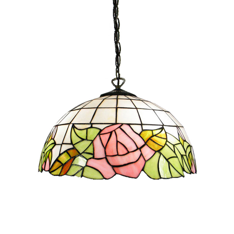 Baroque Pink Stained Glass Hanging Ceiling Lamp with 2 Heads - Perfect for Living Room