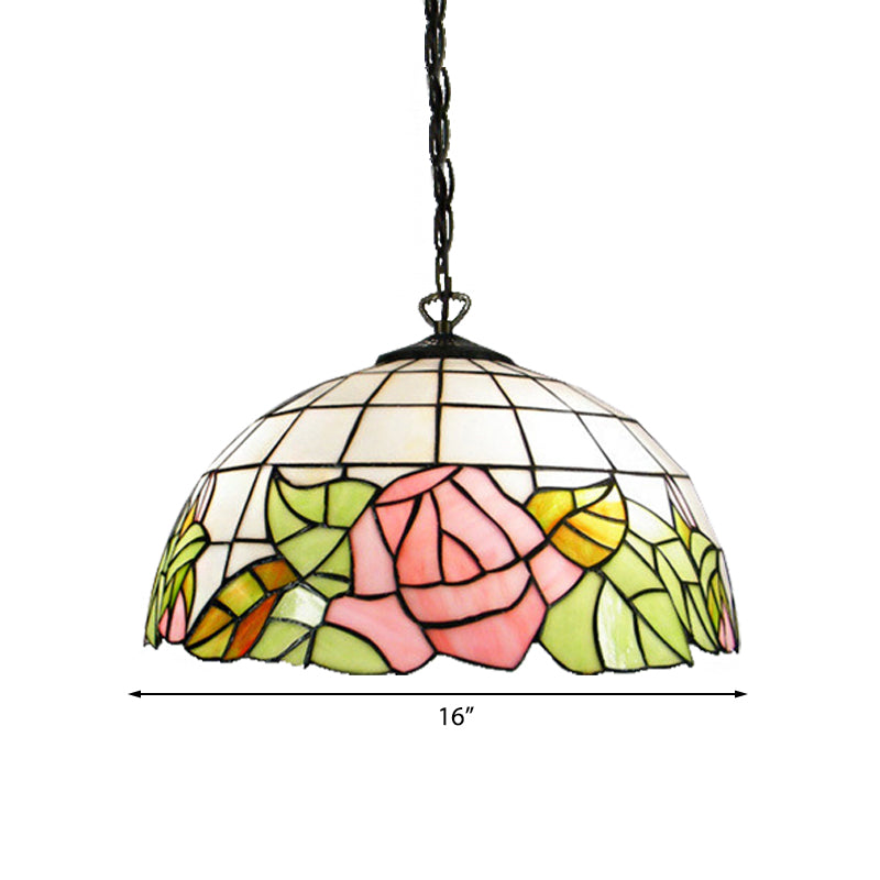 Baroque Pink Stained Glass Hanging Ceiling Lamp with 2 Heads - Perfect for Living Room