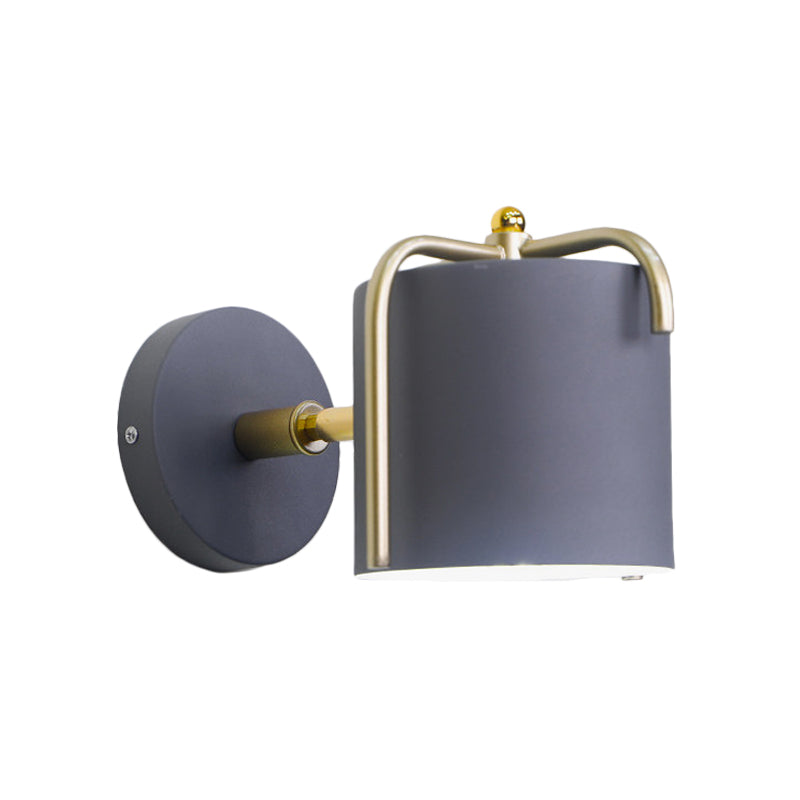 Rotatable Metal Cylinder Wall Light - Modern Macaron Loft Sconce For Bedroom Mirror