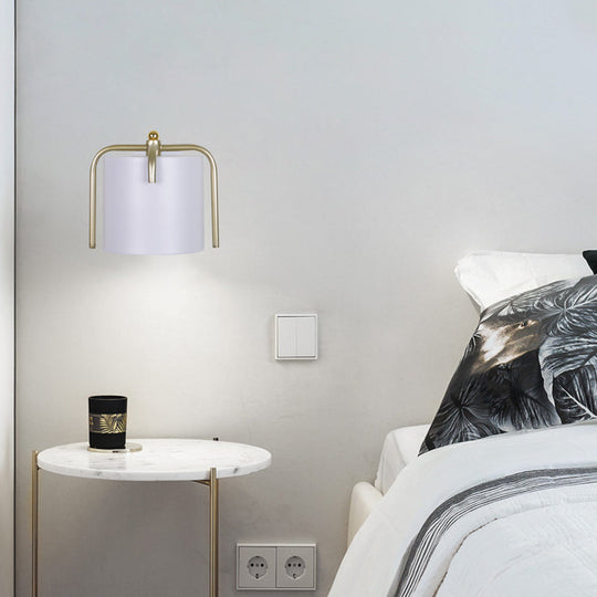 Rotatable Metal Cylinder Wall Light - Modern Macaron Loft Sconce For Bedroom Mirror White