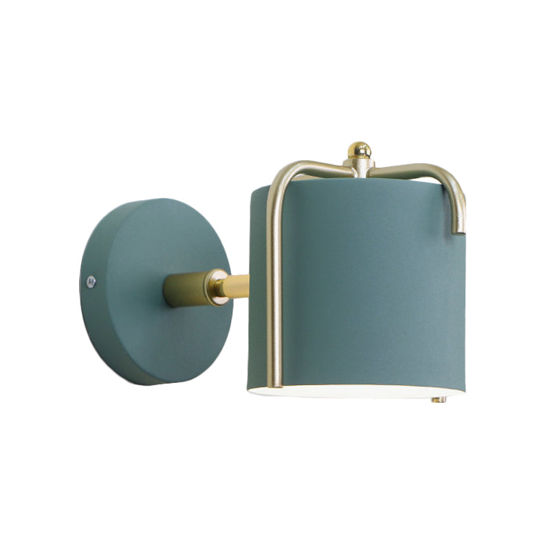 Rotatable Metal Cylinder Wall Light - Modern Macaron Loft Sconce For Bedroom Mirror