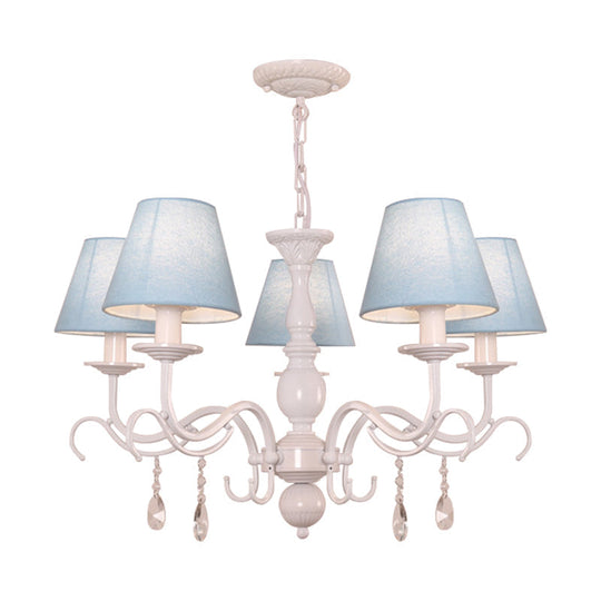 Modern Tapered Shade Baby Bedroom Chandelier With Crystal Accent - Metal Hanging Light