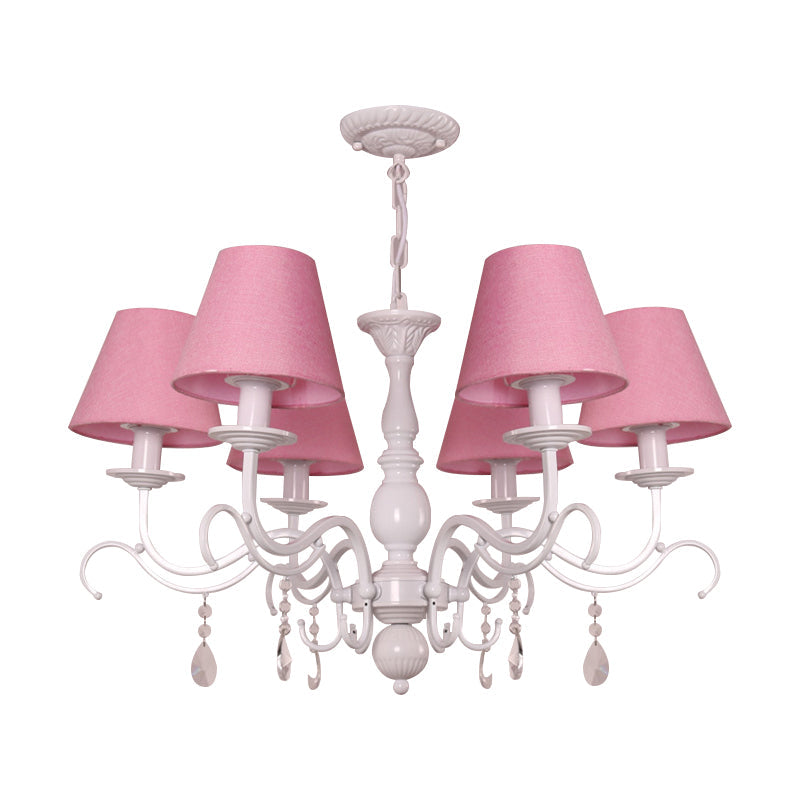 Modern Tapered Shade Baby Bedroom Chandelier With Crystal Accent - Metal Hanging Light