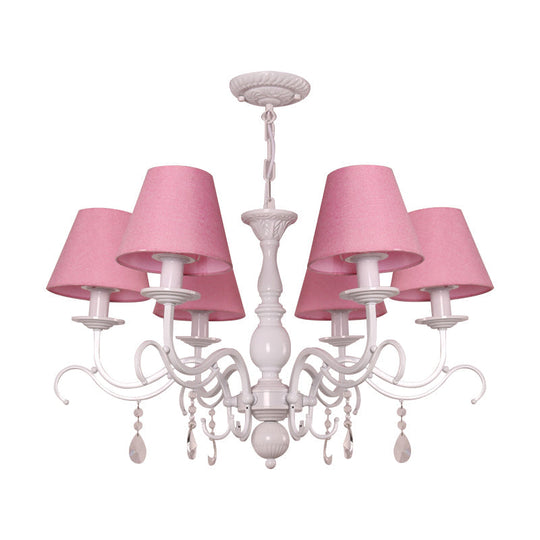 Modern Tapered Shade Baby Bedroom Chandelier With Crystal Accent - Metal Hanging Light