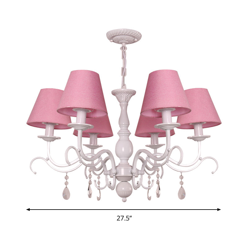 Modern Tapered Shade Baby Bedroom Chandelier With Crystal Accent - Metal Hanging Light