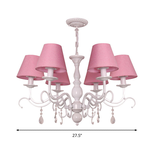 Modern Tapered Shade Baby Bedroom Chandelier With Crystal Accent - Metal Hanging Light