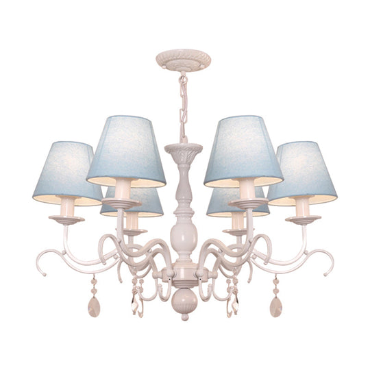 Modern Tapered Shade Baby Bedroom Chandelier With Crystal Accent - Metal Hanging Light