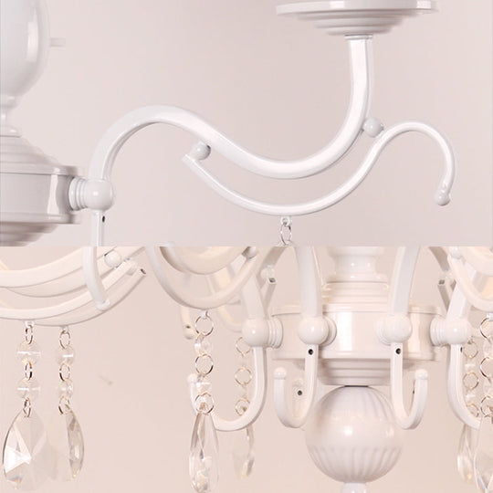 Modern Tapered Shade Baby Bedroom Chandelier With Crystal Accent - Metal Hanging Light