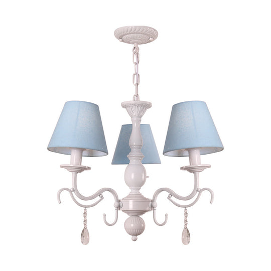 Modern Tapered Shade Baby Bedroom Chandelier With Crystal Accent - Metal Hanging Light