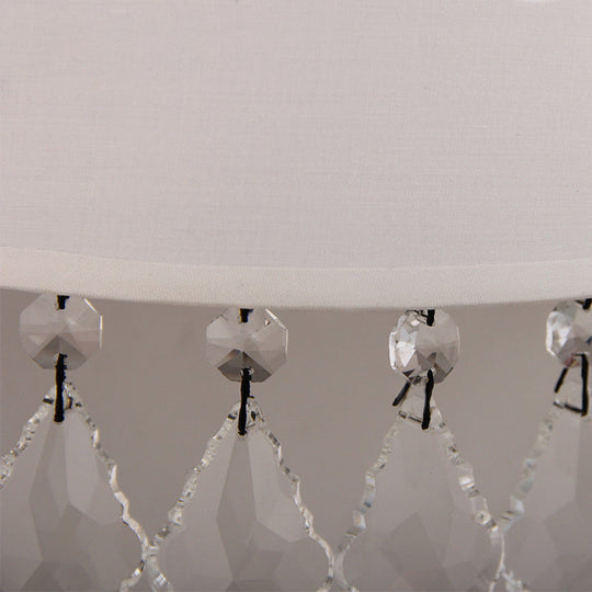 Stylish Crystal White Wall Lamp For Bedside - Modern Half-Drum Light