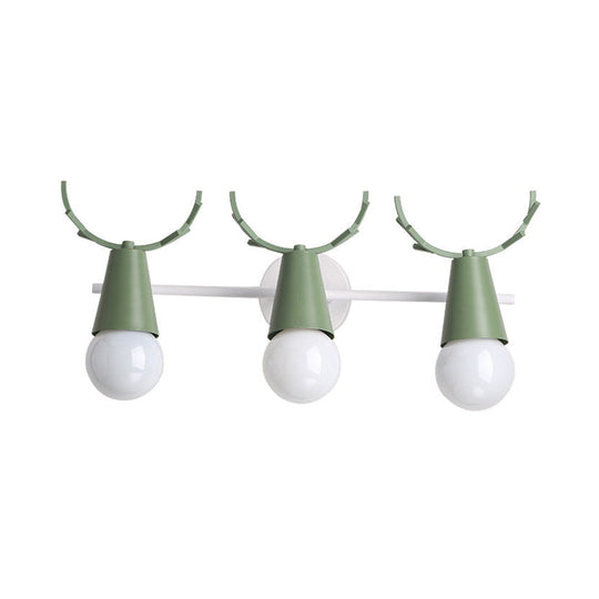 Deer Horn Nordic Metal Wall Sconce With 3 Conical Heads - Bedroom & Undertint Light