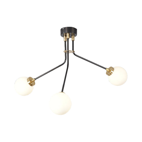 Modern Black Metal Semi Flush Ceiling Lamp - 3/7 Lights - Dining Room Lighting Fixture