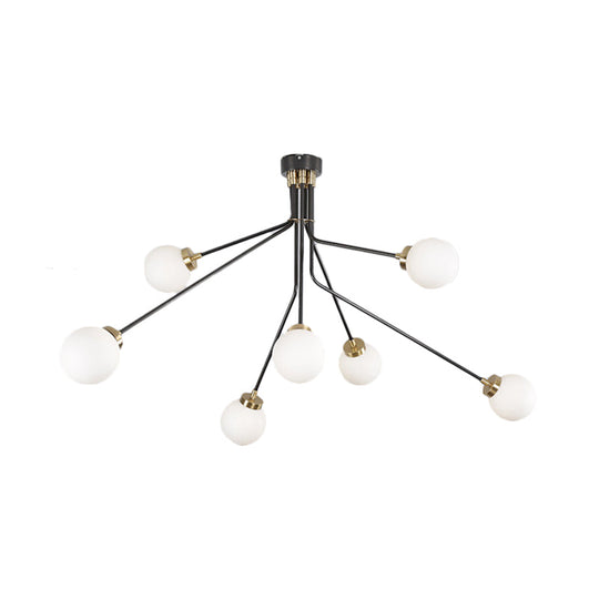 Modern Black Metal Semi Flush Ceiling Lamp - 3/7 Lights - Dining Room Lighting Fixture