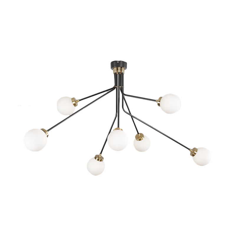 Modern Black Metal Semi Flush Ceiling Lamp - 3/7 Lights Dining Room Lighting Fixture