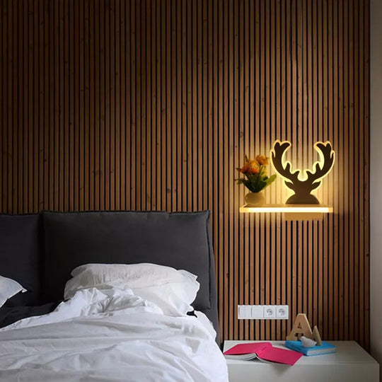 Contemporary White Wall Light With Shelf For Adult Child Bedroom