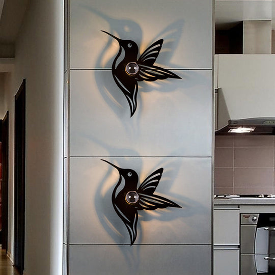 Modern Metal Wall Sconce - Cartoon Shape Ideal For Study Room Black / Bird