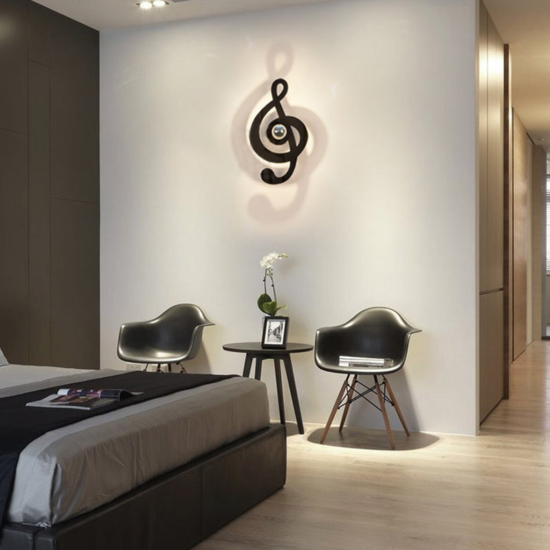 Modern Metal Wall Sconce - Cartoon Shape Ideal For Study Room Black / Musical Note