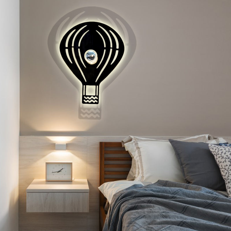 Modern Metal Wall Sconce - Cartoon Shape Ideal For Study Room Black / Hot Air Balloon