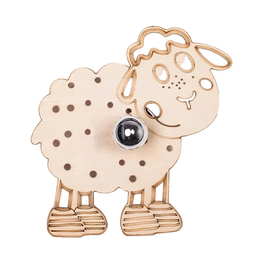 Beige Metal Sheep Wall Sconce For Kids Bedroom And Kindergarten - 1 Head Light