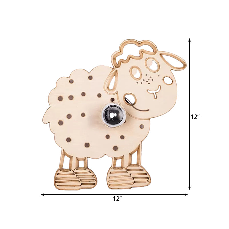 Beige Metal Sheep Wall Sconce For Kids Bedroom And Kindergarten - 1 Head Light