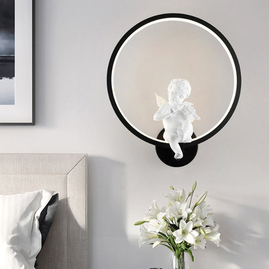 Modern Angel Wall Sconce Light - Contemporary Metal Black Décor For Living Room