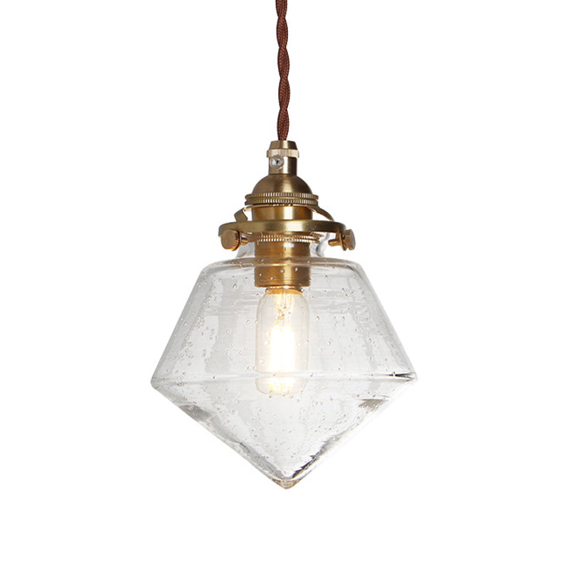 Contemporary Schoolhouse Pendant Glass Lamp With Clear Shade For Kitchen Island