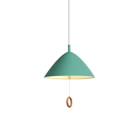 Conical Pendant Lamp: Minimalistic Metal And Macaron Design For Living Room