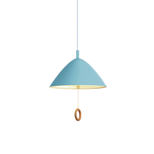 Conical Pendant Lamp: Minimalistic Metal And Macaron Design For Living Room