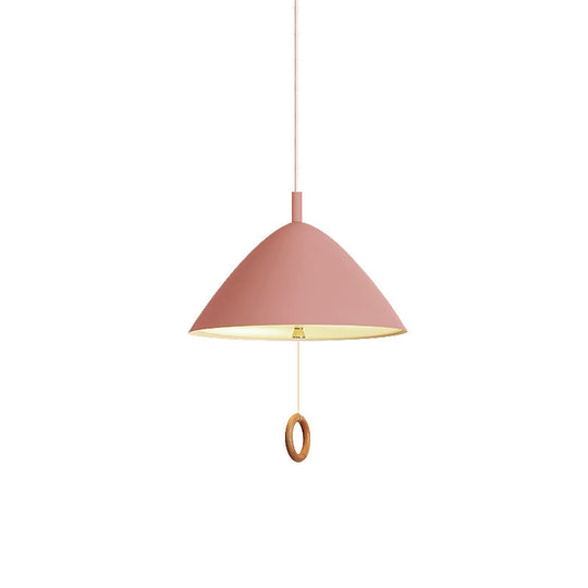 Conical Pendant Lamp: Minimalistic Metal And Macaron Design For Living Room