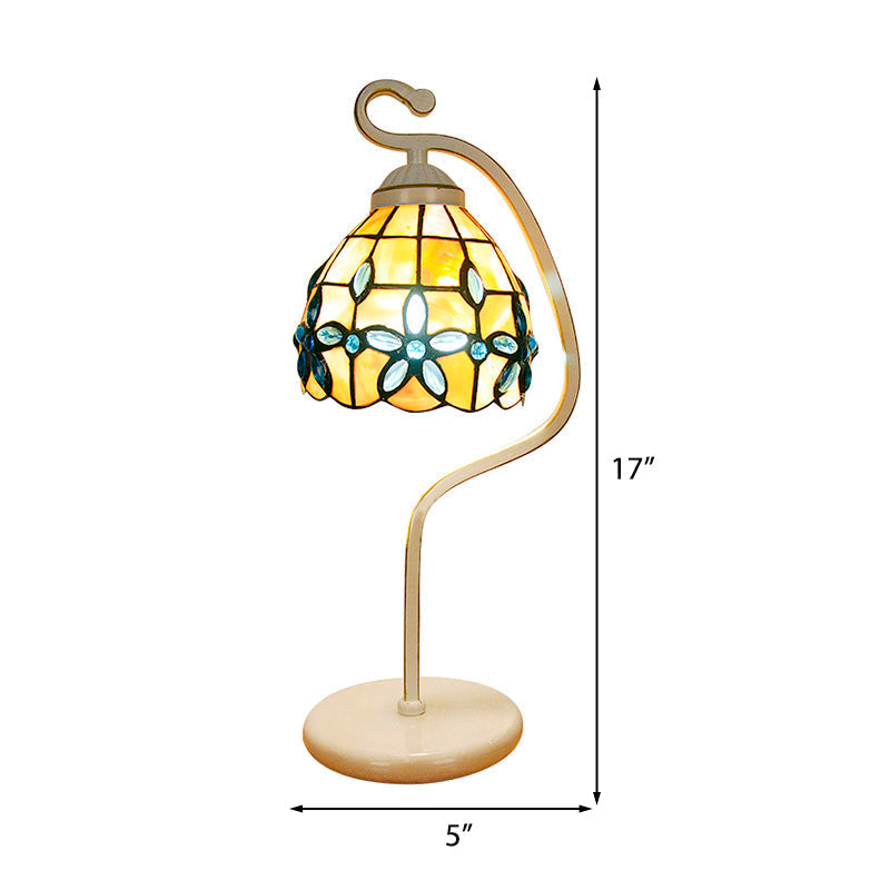 Tiffany Blue Stained Glass Flower Desk Light - Elegant One-Head Reading Lamp For Living Room