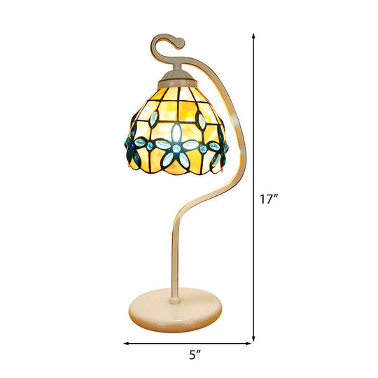 Tiffany Blue Stained Glass Flower Desk Light - Elegant One-Head Reading Lamp For Living Room