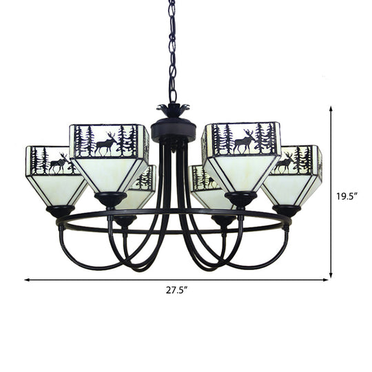 Black Forest Deer Chandelier: American Style Hanging Light With Glass Accents